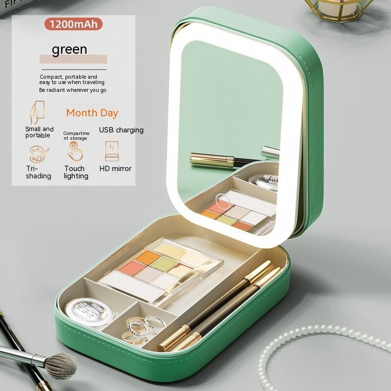 Makeup Storage Box With LED Light Mirror - Endless Pawsibilities