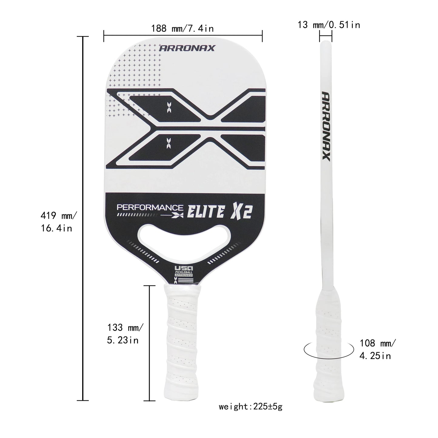 USAPA Edgeless Pickleball Paddle, Full Carbon Fiber, PP Core, Thermoformed, 13mm
