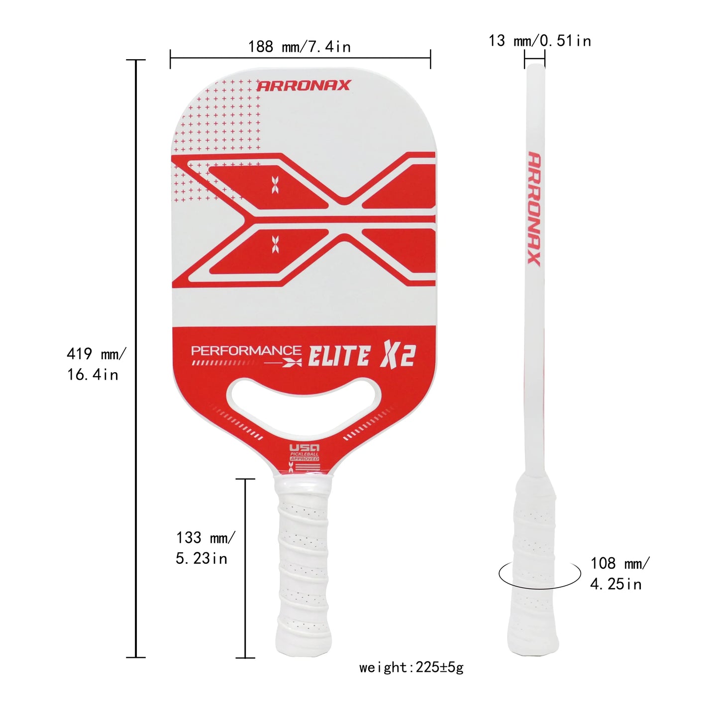 USAPA Edgeless Pickleball Paddle, Full Carbon Fiber, PP Core, Thermoformed, 13mm