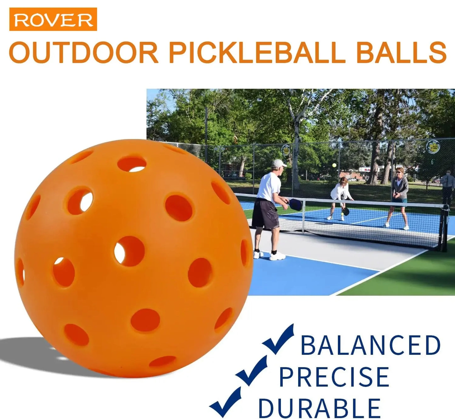 Durable 74MM 40-Hole Outdoor Pickleballs, 26g, 6/12/24 Pack for Competition