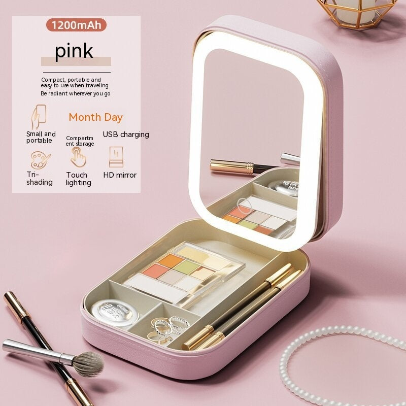 Makeup Storage Box With LED Light Mirror - Endless Pawsibilities